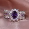Anillo de Exportación Cao Shi Shein Estilo Europeo y Americano para Mujer, Accesorios Ovalados con Circonita Microincrustada de Flor, Anillo Único de Cena de Alta Gama