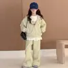 Conjunto Casual para Niña 2026 Primavera y Otoño Nuevo Estilo Holgado Moderno Conjunto de Primavera Pantalones de Pierna Ancha Sudadera con Capucha Sudadera Conjunto de Dos Piezas