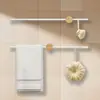 Toallero de Baño, Base de Madera Maciza sin Taladro, Estante de Almacenamiento de Barra Montado en Pared, Estante de Almacenamiento de Lujo Ligero para Baño