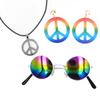 Traje hippie de venta caliente transfronteriza, gafas de carnaval y pendientes con dijes de paz, collar, tocado, accesorios, fabricante de productos.
