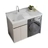 Gabinete completo con marco de aluminio de panal engrosado, lavadora integrada y gabinete de balcón, lavadero con tabla de fregar y lavabo