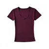 Camiseta Lisa de Color Sólido de Manga Corta con Cuello en U Ajustada, Prendas de Abrigo Casual y Capa Base Ceñidora a la Cintura para Verano, Estilo Celebridad de Internet