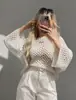 Suéter de Punto Calado Transfronterizo Europeo y Americano para Mujer, Cuello Redondo, Holgado, Manga Larga, Top Casual con Temperamento, Cardigan Adelgazante, Nuevo Estilo 2026