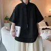 Camisa de Manga Corta Falsa de Dos Piezas para Hombre Verano Peso Extra Talla Grande Moda para Personas con Sobrepeso Diseño Holgado Camisa de Media Manga