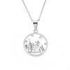Amazon Supply Acero Inoxidable Hueco Etiqueta de Árbol de Navidad Collar para Mujer Colgante Redondo Elemento de Alce Joyería