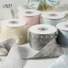Chiffon com gradiente em aquarela de padrão sutil unilateral com embalagem floral Laço DIY para acessório de cabelo Estampa em aquarela Fita de caixa de presente