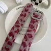 Cinto Peludo com Estampa de Leopardo Rosa para Mulheres com Fivela Quadrada Decorada com Strass, Estilo Y2K de Alta Qualidade, Combinado com Jeans