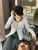 Cardigan de tricô falso de duas peças com decote V profundo e gola halter, puro desejo, para mulheres, outono, estilo coreano vintage, ajustado, elegante, top de garota popular