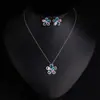Conjunto de colar e brincos femininos de outono e inverno transfronteiriço de alta qualidade, luxo leve, com zircônia floral, versátil e doce, com um charme único, corrente de clavícula
