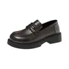4CM~Mocasines de Mujer 2026 Verano Nuevos Estilo Británico Zapatos de Suela Gruesa Versátiles Slip-On Zapatos de Cuero Marrón