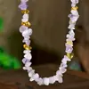 Youfei Joyería Estilo Playa Primavera y Verano Collar de Cristal de Grava para Mujer Cadena Gargantilla Versátil de Perlas Hecha a Mano Transfronterizo Europeo y Americano