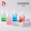 Nova Garrafa de Óleo Essencial Colorida Semicransparente Gradiente 20ml Garrafa com Fundo Espesso conta-gotas Garrafa para Essência de Cabelo e Cuidados com a Pele Atacado de Fábrica