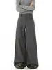 Calça Casual Versátil Masculina Vintage Estilo Old Money, Perna Larga Solta com Efeito Drapeado, Marca Tendência de Nicho Calça de Terno com Cintura Dobrável