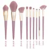 Conjunto de 9 Pincéis de Maquiagem Pequenos Roxos, Pincel para Pó, Pincel para Sombra, Pincel para Base, Pincel de Beleza, Ferramentas de Maquiagem, Cílios Postiços