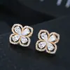 Pendientes de Cobre con Forma de Flor Estilo Femenino Popular Moda Europea y Americana Transfronteriza Pendientes de Cobre Más Vendidos Directo del Fabricante