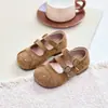 Sapatos de couro para meninas, sapatos de princesa, estilo Birkenstock de nicho, sapatos infantis retrô, nova coleção outono 2026, estilo coreano com bico fino, sapatilhas infantis unissex