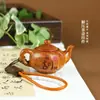 Pingente de Bule de Jacarandá Natural Brinquedo para Alívio do Estresse Chaveiro Estilo Chinês Vintage Peça Artesanal de Mão