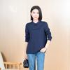 YUN Yun Outono Nova Gola Polo Respirável Solta Preguiçosa Casual Manga Longa Design Cor Sólida Camisa Feminina Top