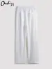 Pantalones Blancos Puros de Pierna Ancha para Mujer, Corte Holgado, Verano, Algodón-Lino Delgado, Caída Suave, Cintura Alta, Adelgazantes, Pierna Recta