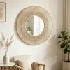 Espejo de Maquillaje Bohemio Personalizado con Tejido de Cuerda de Papel Hueco, Espejo Decorativo Nórdico para Entrada, Colgante de Pared para Casa de Huéspedes Decoración de Pared