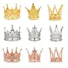 Adorno de cabeça redondo dourado transfronteiriço apresentação de aniversário Coroa liga de zinco coroa de strass acessórios de cabelo adorno para crianças pequena princesa em estoque