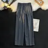 Pantalones de traje lisos guapos y modernos para hombre, otoño, finos, holgados, pierna ancha, pierna recta, pantalones casuales de marca moderna, pantalones largos de traje con caída