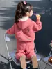 Conjunto de Felpa con Capucha de Dibujos Animados de Invierno para Niñas de Comercio Exterior 2026 Nuevo Elegante Casual de Campus Ropa de Dos Piezas para Niños de Moda