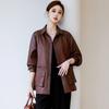 Estilo Nuevo Primavera 2026 Haining Chaqueta Cuadrada Holgada de Cuero Genuino para Mujer Estilo Coreano Casual Versátil Abrigo de Piel de Oveja de Primera Capa