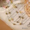 Ani Beni Original Otoño e Invierno Versátil Perla Ojo de Tigre Natural Piedra Collar para Mujer Cadena de Suéter de Cuentas de Piedra Asimétrica