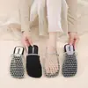 Medias zapatillas de malla para mujer con punta abierta para uso en exteriores, nuevo estilo de verano 2026, sandalias de playa cómodas transpirables huecas estilo romano con suela gruesa
