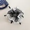 Laço de Renda de Bolinhas de Quatro Camadas Elástico Grande para Cabelo Flor de Cabeça Francesa Exquisita Retrô Corda de Cabelo Bola Acessórios de Cabelo