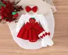 Amazon Macacão Bebê Menina Primavera e Outono Manga Longa Morango 3D + Faixa de Cabeça Decorada com Laço Grande + Meias