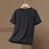 Camiseta de Seda de Hielo Transpirable de Color Sólido con Cuello Redondo y Manga Corta para Hombre 2026 Nueva de Verano Secado Rápido Capa Base Delgado