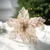 Decoraciones Navideñas Flores Navideñas Artificiales Arreglo Floral de Tela Adornos Decorativos Terciopelo Lentejuelas Flores de Navidad Amazon