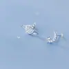 Pendientes Asimétricos de Estrella y Luna Mini Exquisitos de Plata Pura S999 para Mujer, Pequeños y Modernos, Lujo Ligero con un Toque de Alta Gama, Pendientes Amigables con los Oídos