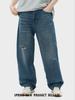 Pantalones Vaqueros Rotos Lavados Estilo Americano High Street para Hombre Marca Trendy APO con Toque Avanzado Plappy Guapos Sueltos Rectos Largos