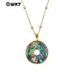 WT-JN313 colgante exportación concha de abulón con grano redondo hueco collar ajustable de 18 pulgadas joyería de regalo