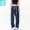 Venta directa de fábrica jeans de cintura elástica para hombres y mujeres, estilo americano holgados rectos casuales versátiles de pierna ancha, en stock transfronterizo