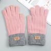 Luvas de Inverno Femininas de Lã de Alpaca Tricotadas Quentes com Forro de Fleece Espessado à Prova de Frio com Tela Sensível ao Toque de Cinco Dedos para Ciclismo para Homens