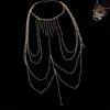 Collar de Metal y Cristal con Perlas de Lujo Ligero Europeo y Americano Sensación de Lujo Ligero de Gama Alta Cadena para el Pecho de Moda para el Trabajo Exquisita Cadena Corporal Venta al por Mayor