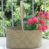 008 Cesta de Algas Marinhas Zhanjiang com Alça Cesta de Flores Decorativa para Ano Novo Dia do Professor Adereço Multifuncional para Festival do Meio do Outono Cesta de Grama Trançada