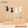Botellas portátiles de tamaño de viaje: Botellas cuadradas de PET con bomba de 100 ml para productos de cuidado de la piel, y botellas de 200 ml para aceite limpiador, sérums y lociones