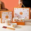 Cajas de regalo de vajilla de cerámica de estilo japonés transfronterizo, cuencos y platos adecuados para obsequios comerciales para el hogar, obsequios para eventos de inauguración de empresas.