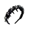 Diadema de Organza con Dientes de Cristal Estilo Dongdaemun Coreano para Mujer, Diadema Versátil de Parte Superior para Lavarse la Cara