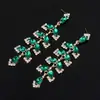 Joyería Estilo Coreano, Pendientes de Cristal Verde con Diamantes, Pendientes Exagerados y Únicos, Venta Directa del Fabricante E329