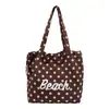 Bolsa de Lona con Lunares Estilo Coreano Ins para Mujer 2026 Nueva Bolsa Tote Grande con Letras Versátil para el Trabajo Bolsa de Hombro