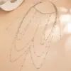 Cadena de Pecho para Bikini con Borla de Perlas Artificiales Multicapa Estilo Vacacional Transfronterizo Europeo y Americano, Cadena Corporal Sexy de Perlas Redondas Estilo Ins