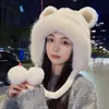 Chapéu de Orelha de Raposa e Cachecol Tudo-em-Um para Mulheres Inverno Animal Peludo Mais Cachecol Conjunto de Duas Peças Casual e Versátil