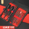 Set de Cortauñas, Completo Negro y Rojo de 24 Piezas, Cortauñas Angulado, Tijeras para Uñas, Pinzas para Cutícula de Pedicura, Herramienta de Manicura