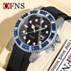 OFNS nuevo reloj para hombre moda casual impermeable calendario reloj de hombre clásico verde fantasma del agua luminoso reloj de hombre al por mayor